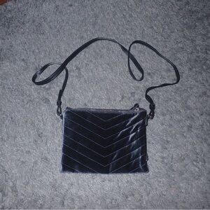 Chic Dark Blue Velvet Crossbody Bag